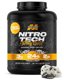 Muscletech Serwatka w proszku (Cookies & Cream, 5LB) - Nitro- Tech Serwatka Isolate Smoothie Mix for Lean Muscle & Recovery - 24 g serwatki Gold Protein for Women & Men - Packaging May Vary