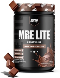 REDCON1 MRE Lite Whole Food Protein Powder, Czekolada - Niskie węglowodany i serwatka Wolny posiłek Wymiana z mieszankami białka zwierzęcego - Łatwy w użyciu suplement Made with MCT Oils (20 Służenia)