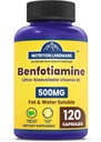Benfotiamina 500 mg Per Serving, 120 Kapsułek wegetariańskich (250mg Per Cap) - Tłuszcz Rozpuszczalny Witamina B1 Suplement tiaminy - 3. strona Tested, Wegan, Non-GMO, Gluten Free
