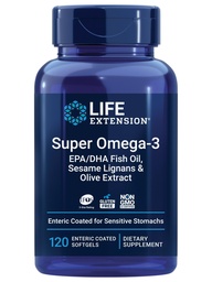 Life Extract Super Omega-3 EPA / DHA Fish Oil, Sezame Lignans & Olive Extract - Heart Health, Brain Health, Inflatitis Health Support, Gluten- Free, Enteric- Coated, Non-GMO, 120 Softgels