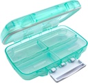 EZY DASE Moisture- Puste pióro przypadku, Medicine Planner, Vitamina Organizer Box, Przyjazny dla podróżujących, Zamknięcie bagażnika do bezpiecznego zawartości, 7 Indywidualne zespoły wielokrotnych rozmiarów z uszczelnieniem, Medium, Zielony