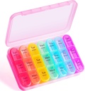 Cotygodniowy Pill Organizer 3 razy dziennie - Odaro 3 razy dziennie, Duży Pill Box 7 dzień, Przenośny Pill Case for Purse, Daily Pill Organizer, Medicine Organizer for Vitamin, Suplement i Medycyna (Pink)