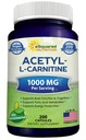 aSquared Nutrition Acetyl L- Carnitine 1000mg Max Siła - 200 Kapsułek Veggie - Wysoka dawka Acetyl L Karnityna HCL (ALCAR) Suplement tabletki do wsparcia czystej energii, Funkcje mózgu i kwas tłuszczowy