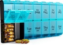 7 dni Bardzo duży Pill Organizator 2 razy dziennie, Cotygodniowe Pill Box Dwa razy dziennie, XL AM PM Pill Case, Przerośnięty Daily Medicine Organizer for Witamina, Big Pill Container (Cyan)