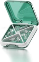 Mały pojemnik na pióro Waterproof Travel Pill Case Przenośny pojemnik na pióro do torebki 4 Komory Pocket Compact Organizator medycyny do olejów rybnych, Suplementy, Medycyna (zielony)