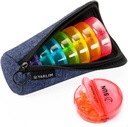 Travel Pill Organizator 2 razy dziennie, AM / PM Pill Kontenery 7 Dzień Ultralight Przenośny Canvas worek Pill Travel Case Cotygodniowe pudełko na leki, witaminy, Oleje rybne, Suplementy (Denim)