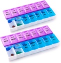 Deke Home - Piłkarza Organizator 2 razy dziennie (2 paczki), Tygodniowy AM PM Pill Box, 7 Dzień rano i noc Medicine Organizator, BPA- Free Codzienne pojemnik witaminy, Easy Open Travel Pill Case, 7.8 "x3.6" x1.3 "