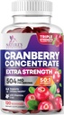 Gummy żurawinowe 50: 1 Ekstrakt żurawinowy - Sinica Tract Support Made with 25,000 mg, Pomaga Cleanse & Protect, Cran Berry Gummy Supplement + Witamina C, Pigułki do żucia Cran dla kobiet - 120 Gummies