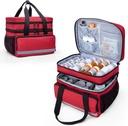 CURMIO podwójne warstwy Pill Butelka organizer Bag Puste, Medicine Organizer Storage Case z zamykanych zamków błyskawicznych, Medycyna Travel Bag do butelek na receptę, Dostawy medyczne, Czerwony (Patent Design)