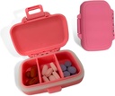 Travel Pill Organizator - Trwały, wodoszczelny Pill Case Travel Rozmiar z 3 Komory - Compact Pill Travel Case for Vitamin, Suplementy, Medycyna - Travel Pill Container for Purse (różowy)