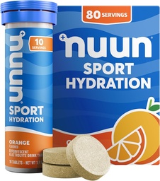 Nuun Sport Electrolyte Tablets z magnezu, Wapń, Potas, Chlorek i Sód, Gluten Free & Wegan, Pomarańcza, 8 Pack (80 Słupki razem)