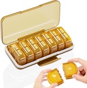 Cotygodniowy Pill Organizator 2 razy dziennie, Duży 7 dzień Am Pm Pill Box - Acedada dwukrotnie dziennie Pill Case z odpinany Day Night Design, Kontener na witaminy, Oleje rybne, Suplementy, Amber