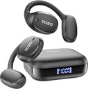 TOZO OpenEgo Open Ear Earbuds Bluetooth słuchawki, 80hrs Wireless Earbuds z hakami, Digital Digital Display, 32 EQ modes, Clear Call, wygodne zużycie, Sweat- Dowód na bieżącą trening czarny