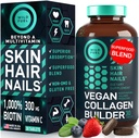 WILD FUEL Vegan Collagen Builder - Biotin, Organic Superfood, Amino Acids Glycine, Lysine, Proline Plant-Based Collagen Booster Supplements - 30 Organic Extract Tablets