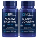 Wydłużenie życia N- Acetyl- L- Cysteina (NAC), Odpowiedź immunologiczna, Zdrowie układu oddechowego, Zdrowie wątroby, NAC 600 mg, Przeciwutleniacze obrony, wolne rodniki, Łatwe do Absorbu - Dwa opakowania x 60 Kapsułki