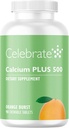Celebrate Witaminy Wapnia Plus 500 Bariatryczny Wapnia Cytrynian z witaminą D3 Chewable, 500 mg, Gluten- Free & Cugar- Free, Cytrynian wapnia dla pacjentów w podeszłym wieku, Pomarańczowy Burst, 90 liczba
