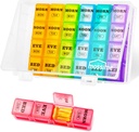 XL Dużych Cotygodniowych Pill Organizator 4 razy dziennie, 7- Day Pill Pudełka AM PM, Big Comparts Pill Case, Miesięczny Medication Organizator 28 Dni Dispenser dla olejów rybnych, Suplement Witaminy