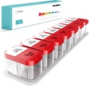Daviky Extra Duży Pill Organizator 2 razy dziennie, Am Pm Pill Organizator 7 dzień, Pill Box 7 dzień, aby utrzymać codzienną witaminę lekarską i suplementy dla starszych, pacjentów artrtycznych i dzieci (czerwony)