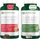 Nature 's Push Hawthorn Berry and Olive Leaf Bundle of Super Pothent 10: 1 Hawthorn Berry Extract (2 Month Supply) i Olive Leaf Super Potent 8: 1 Extract 20% Oleuropein 750mg Capsule (2 Month Supply)