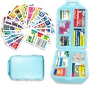 Pill Organizator z etykietami medycznymi 146 Etykiety Travel Daily Pill Container Mini Medication Organizer Storage Pill Organizer Travel Essentials Pill Case 7 Day (Niebieski, 1 Pack (Duży))
