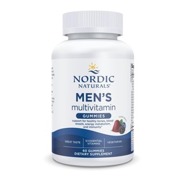 Nordic Naturals Men 's Multivitamin Gummies, Mieszane Wisienki - 60 Gummies - Wsparcie dla Zdrowych Kości, Statki krwi, Energia & Immunitet - Nie-GMO, Wegetarianin - 30 Służenie