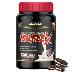 ALLMAX Nutrition ISOFLEX Izolat białka serwatki, Cookies & Cream - 2 lb - 27 gramów białka na miarkę - Zero tłuszczu i cukru - 99% Laktoza wolna - Bez glutenu i soi - Przybliżone 30 Sług