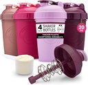 GOMOYO [4- Pack] 20- Ounce Shaker Butelka Biżuteria 124; Butelka Shaker Protein z Action- Rod Wire Mixer Biżuteria 124; Butelka Shaker są BPA Free i zmywarka sejf 124; Rose, śliwka, Malina, & Lavender
