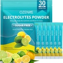 Pakiety proszkowe z elektrolitami, 30 Pakiety nawadniające bez cukru, Mieszanki nasączone elektrolitami do szybkiego nawodnienia, 0 Cukier & 0 Calorie, Lemoniada Flavor