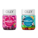 OLLY Gummy Aktywny Immunitet + Elderberry, 45 Gummies Dzieci Chillax, Magnezu Gummies, balsam cytrynowy, Spokojne żucia dla dzieci 4 +, 50 Hrabia