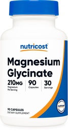 Nutricost Magnezu Glicynian Kapsułki (90 Kapsułki, 210 mg na Podawanie) - Magnezu Glicynian Suplement do Wchłaniania Gentle