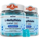 L- MetylFolate 15 mg & Metyl B12 Gumumie, Metylowany B1, B2, B6 Multiwitaminy - Aktywne 5- MTHF & Wysoka Absorpcja - Wspiera MTHFR Gene, Cognition, Homocysteina Poziomy, Metabolizm foliowy, Wegan, 120 Cts