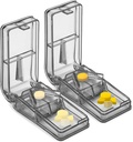 JohnBee 2PCS Pill Cutter for Small or Large Pills - The Best Multiple Pill Splitter Ever - Design in The USA - Doubles as a Tablet Box - Nie nadaje się do małych tabletek (Gray)