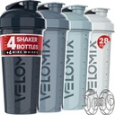 VELOMIX - 4 PACK 28 Oz Butelka do shakera proteinowego do mieszania protein - 4x Whist Wire Between 124; Guma do shake 'a do shake' ów protein 124; Butelka do shakera proteinowego Protein Shaker Pack 124; Puchar (Aqua Depths)