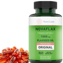 Nova Lucia Organic Flaxseed Oil kapsułki 1000mg - Omega 3 6 9 Softgels for Hair, Skin & Nails - Non-GMO, Gluten- Free, Hexane- Free, Easy to Swallow - 100 Softgels płynnych