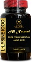 L- LYSINE 1000 mg Wolna postać Amino Acid Essential - Wysoka wytrzymałość Suplement L- Lysine do syntezy Kolagenu Lip i wsparcia immunologicznego, Promotes Zdrowa Skóra, Włosy - 1 Butelka 100 Liczniki