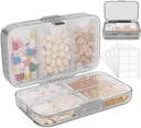 FYT Cotygodniowy Pill Organizator z etykietami, 8 Komory Travel Daily Pill Case Airtight Moistureproof Big Pill Box trzymać witaminy, Olej rybny, Suplementy, Bawełna Swab i Bandages- Grey