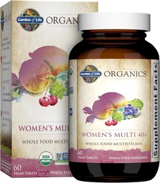 Ogród Witamin Organicznych dla Kobiet 40 + - 60 Tabletki, Kobiety Multi 40 +, Witaminy Wegańskie dla Kobiet Ponad 40, Hormon i piersi Mieszanka wsparcia zdrowia, Całe jedzenie Kobiety Multivitamin