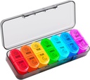Betife AM PM Pill Organizator 7 dzień, Cotygodniowy Pill Organizator 2 razy dziennie, Codzienne Pill Box AM PM, Przenośny Travel Medicine Case, Day and Night Pill Container for Medication, Witamina lub Suplement do czarny