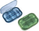 2 Pack 6 Content Pill Organizer, Moisture Proof Case for Travel, Daily Portable Medicine Vitain Container, Olej rybny i suplement przechowywania (niebieski i zielony)