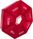 Red Daily Pill Organizator - 7 dni, 1 raz dziennie, Travel Pill Case