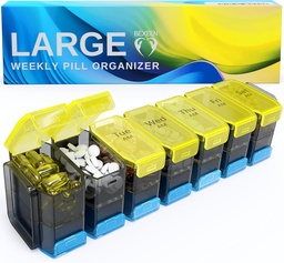 Extra Duży Pill Organizator 2 razy dziennie - XL Pill Box 7 dzień z Big AM / PM Commodities - Pasuje do dużych witamin, suplementy i gumki, do 7 lub 14-dniowego użytku, Color- Kodowane, Senior-friendly, Brak wycieków