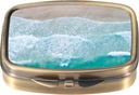 Dynippy Pill Case Pill Pudełko z lusterkiem Retro Pocket 2 Kompensation Medicine Case Vitamina Pill Organizer for Pocket Purse and Travel (A- Sandy Beach)