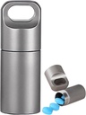Mały Keychain Pill Holder, 304 Stal nierdzewna Przenośna Pill Case Organizator podróży, wodoodporny Pocket Pill Pudełko medyczne dla mężczyzn torebka (Mini Pill Case), Srebrny