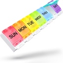 Sukuos Dużego Weekly Pill Organizator 7 Dzień, Codzienne Pill Box z Easy Push Przycisk przenośny Pill Case for Medicine / Witamina / Olej rybny / Suplementy, Medication Holder (Rainbow)