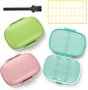 3 Pack 8 Komory Travel Pill Box, Pill Organizator 7 Dni Moisture Dowód mały pill Case for Pocket Purse Daily Portable Medicine uchwyt witaminy (różowy + niebieski + zielony)