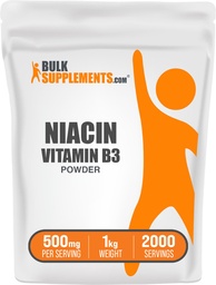 BulkSupplements.com Niacin Proszek - Suplement witaminy B3, Niacyna 500 mg - Niacyna Flush, Niacyna z Flushing - Bez glutenu, 500 mg Niacyny na jedną porcję, 5 kg (11 lbs) (opakowanie po 5)