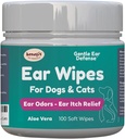 Benefit Pet Products Dog Ear Wipes - Ear Cleaner for Dogs to Prevent Infections, Itching & Odor - Aloe & Eucalyptus, Grooming Wipes - 100 Count