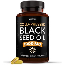 Nowy wiek Olej z nasion czarny kapsułki - Premium Cold- Pressed Nigella Sativa Producing Pure Black Cmin Seed Oil - Non-GMO & Vegetarian (60 Softgels)