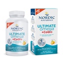 Nordic Naturals Ultimate Omega + CoQ10, Lemon - 90 Soft Gels - 1280 mg Omega- 3 + 100 mg CoQ10 - Heart Health, Cellular Energy, Antioksydant Support - Non-GMO - 45 Servings