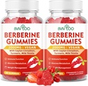 2 Opakowania Berberine Gummies, Sugar Free 2000mg High Potency Berberine HCI suplement, Plus Ceylon Cynamon, Ostrze mleka dla kobiet i mężczyzn, System immunologiczny i wsparcie metabolizmu - 120 Gummies